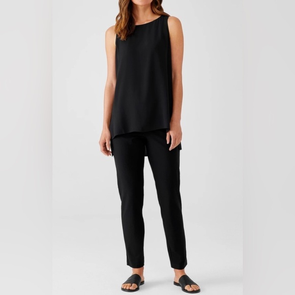 Eileen Fisher Black Pull On Straight Leg Full Length Pointe Pants Size Small - Picture 1 of 6